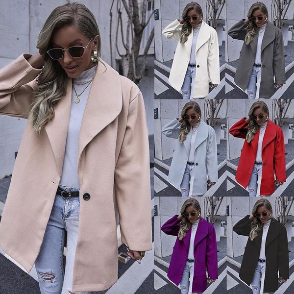 women's wool & blends fall 2021 women's jacket fashion lapel long one-button solid color woolen coat trench for women korean coats, Black
women's wool & blends fall 2021 women's jacket fashion lapel long one-button solid color woolen coat trench for women korean coats, Black
