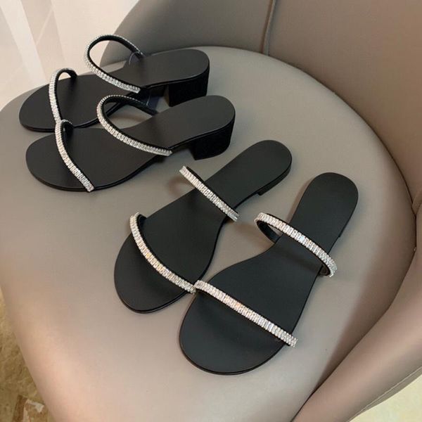 slippers summer women's shoes fashion concise genuine leather crystal decoration design, Black
slippers summer women's shoes fashion concise genuine leather crystal decoration design, Black