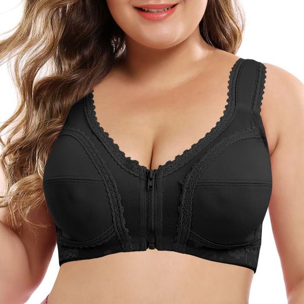 bras yandw plus size women's transparent back lace bralette floral underwear wireless unpadded zippers front full cup bra sexy, Red;black
bras yandw plus size women's transparent back lace bralette floral underwear wireless unpadded zippers front full cup bra sexy, Red;black
