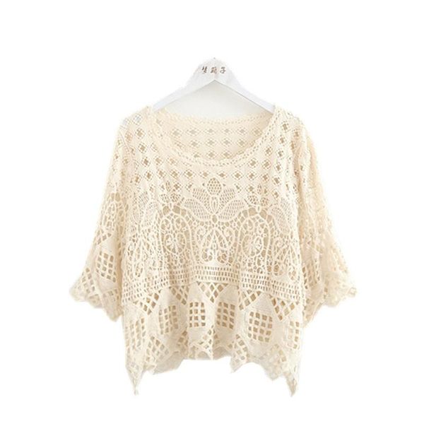 women's blouses & shirts summer women hollowed-out hook flower lace blouse round collar flare sleeve sweater hippie boho blusas mujer f, White
women's blouses & shirts summer women hollowed-out hook flower lace blouse round collar flare sleeve sweater hippie boho blusas mujer f, White