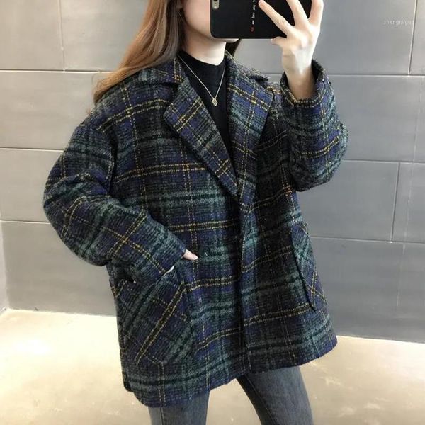 women's wool & blends coat women autumn winter outerwear 2021 plaid windbreaker jackets fashion thicken woolen jacket v-neck overcoat f, Black
women's wool & blends coat women autumn winter outerwear 2021 plaid windbreaker jackets fashion thicken woolen jacket v-neck overcoat f, Black