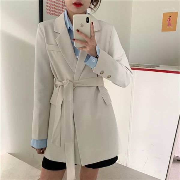 women's suits & blazers hzirip 2021 minimalist women sashes belt loose fashion casual woolen elegance solid all match brief chic office, White;black
women's suits & blazers hzirip 2021 minimalist women sashes belt loose fashion casual woolen elegance solid all match brief chic office, White;black