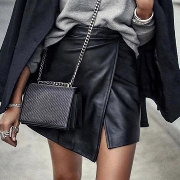skirts design skirt high waist short womens solid split leather irregular mini full of fashion jupes pour dames, Black
skirts design skirt high waist short womens solid split leather irregular mini full of fashion jupes pour dames, Black
