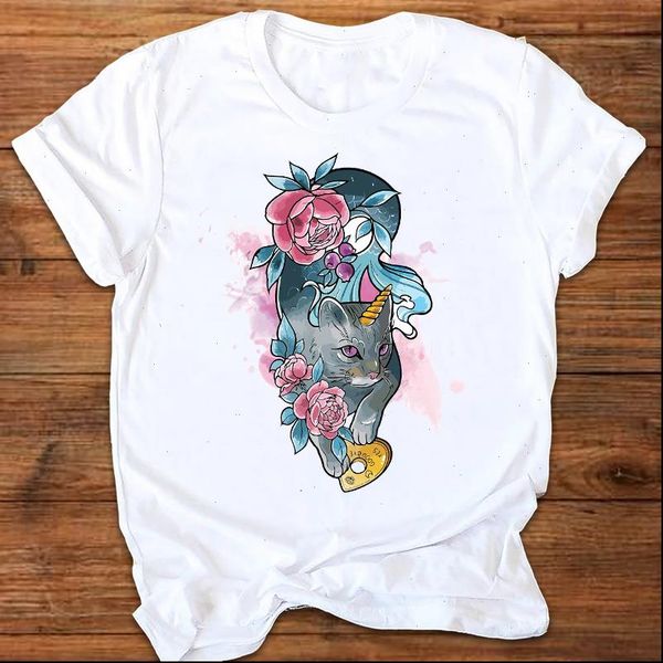 women graphic watercolor cat cartoon fashion cute 90s fashion style print clothes lady tees female t shirt womens t shirt, White
women graphic watercolor cat cartoon fashion cute 90s fashion style print clothes lady tees female t shirt womens t shirt, White