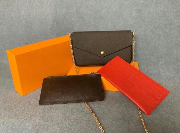 fashion pochette felicie crossbody handbag chain bags three-piece wallet card bag shoulder bag dinner messenger bag letter plaid handbag, Red;black
fashion pochette felicie crossbody handbag chain bags three-piece wallet card bag shoulder bag dinner messenger bag letter plaid handbag, Red;black