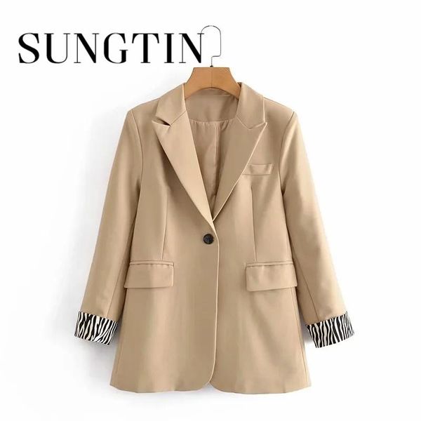 women's suits & blazers sungtin single button blazer women office jacket loose coat korea style vintage elegant outerwear leopard cuff, White;black
women's suits & blazers sungtin single button blazer women office jacket loose coat korea style vintage elegant outerwear leopard cuff, White;black