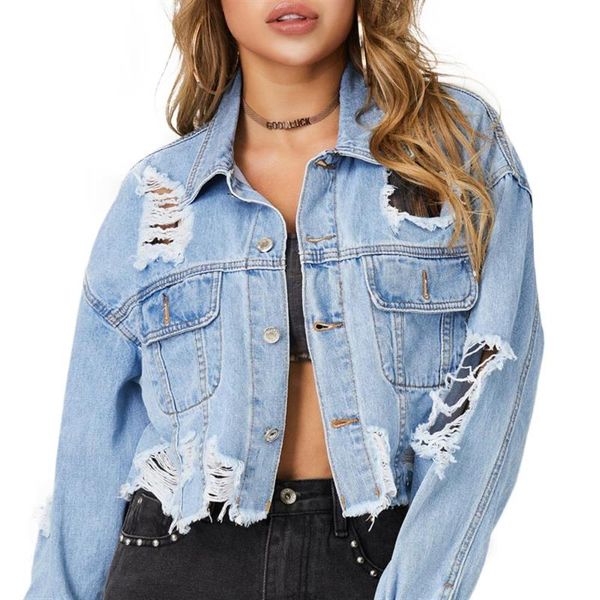 women's jackets streetwear women ripped jean jacket long sleeve denim distressed coat fashion casual baggy outwear solid autumn clothe, Black;brown
women's jackets streetwear women ripped jean jacket long sleeve denim distressed coat fashion casual baggy outwear solid autumn clothe, Black;brown
