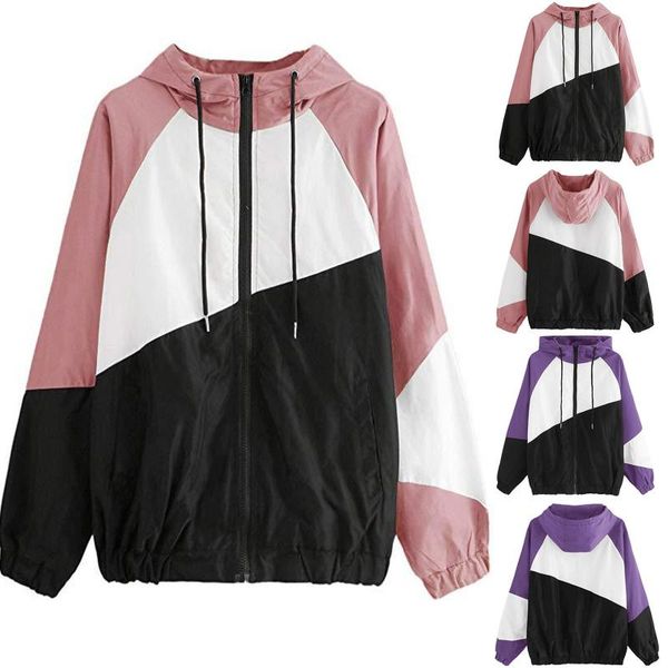 women's jackets zipper up womens hoodies autumn winter long-sleeved hooded sweatshirts stitching contrast color windbreaker coat sudade, Black;brown
women's jackets zipper up womens hoodies autumn winter long-sleeved hooded sweatshirts stitching contrast color windbreaker coat sudade, Black;brown