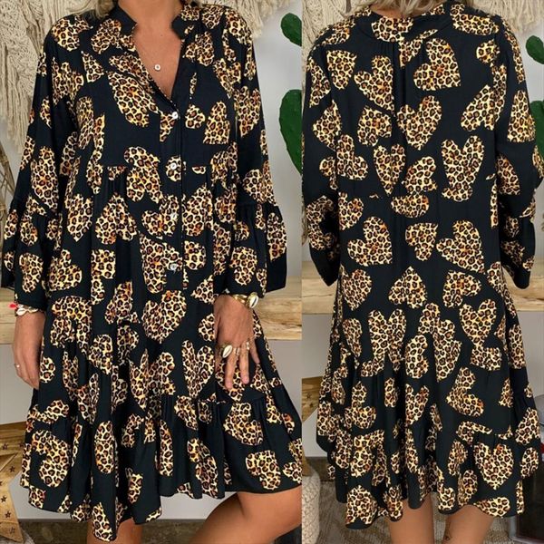h30 black print plus size women tracksuits dress large loose long sleeve v collar mini spring summer, Gray
h30 black print plus size women tracksuits dress large loose long sleeve v collar mini spring summer, Gray