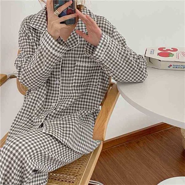 plaid loose casual all match sweet soft homewear cotton fashion nightwear chic two piece suit pajamas sets 210525, Black;red
plaid loose casual all match sweet soft homewear cotton fashion nightwear chic two piece suit pajamas sets 210525, Black;red