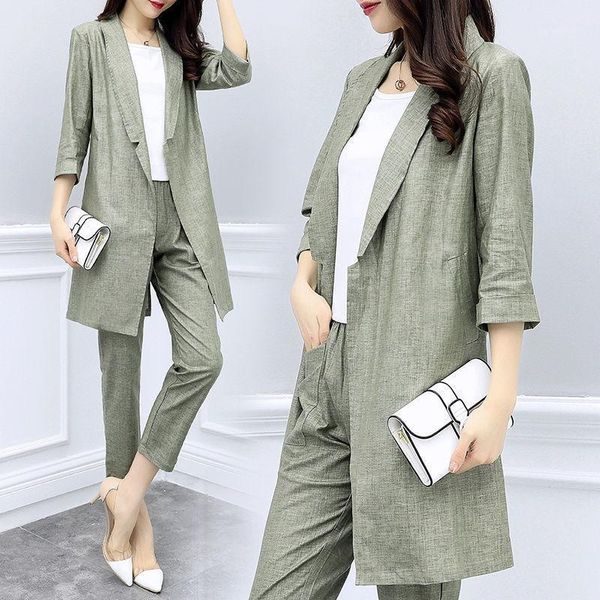 women's suits & blazers 2021 clothing spring and summer cotton suit coat two piece set of capris leisure fashion female celebrity, White;black
women's suits & blazers 2021 clothing spring and summer cotton suit coat two piece set of capris leisure fashion female celebrity, White;black