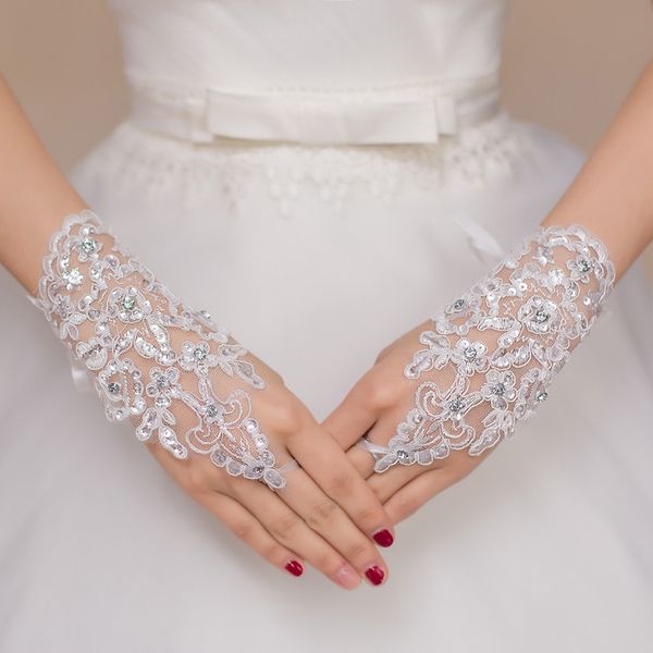 elegant beaded lace satin short bridal gloves fingerless wedding accessories gloves, White
elegant beaded lace satin short bridal gloves fingerless wedding accessories gloves, White