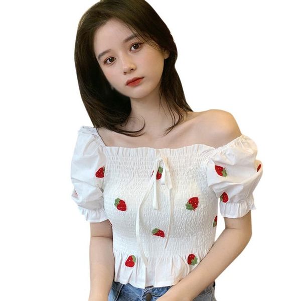 women's blouses & shirts efinny women fruit print loose lovely crop short sleeve hem ruffles blouse korean fashion clothing, White
women's blouses & shirts efinny women fruit print loose lovely crop short sleeve hem ruffles blouse korean fashion clothing, White