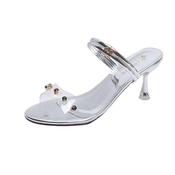 sandals woman shoes slippers crystal summer pumps high heels peep toe slip on bling fashion gladiator flip flops, Black