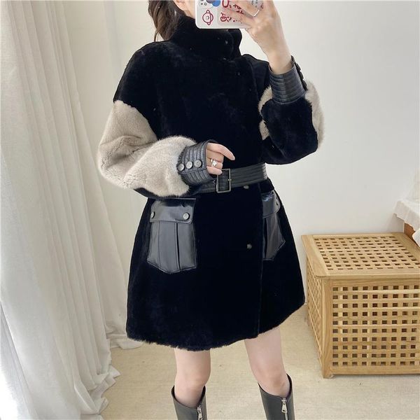 women's fur & faux european winter 2021 female wool coats mink in integrated long coat, Black
women's fur & faux european winter 2021 female wool coats mink in integrated long coat, Black