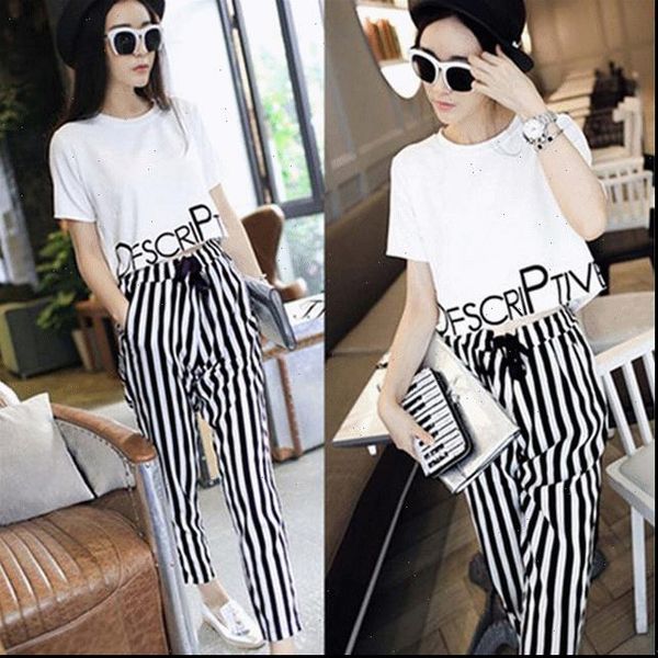 women two piece set ol office wear letter printed striped pants calf length casual tracksuit female 2 piece suit, Gray
women two piece set ol office wear letter printed striped pants calf length casual tracksuit female 2 piece suit, Gray