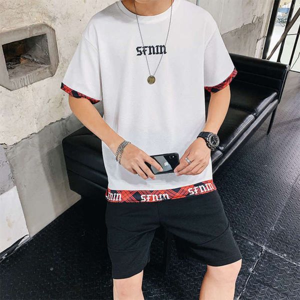 summer short sleeve sports t-shirt student leisure 2021 trend running shorts men's suit, Gray 
summer short sleeve sports t-shirt student leisure 2021 trend running shorts men's suit, Gray