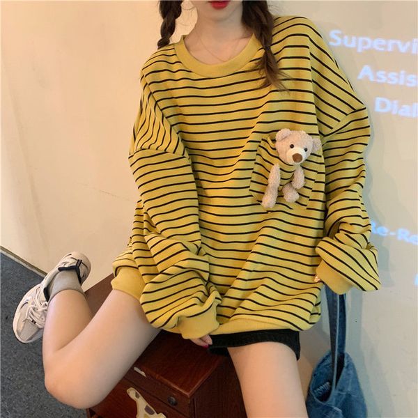 women hoodie fernan striped sweatshirt korean style 2021 fashion long sleeve graphic yellow funny bear crewneck casual, Black
women hoodie fernan striped sweatshirt korean style 2021 fashion long sleeve graphic yellow funny bear crewneck casual, Black