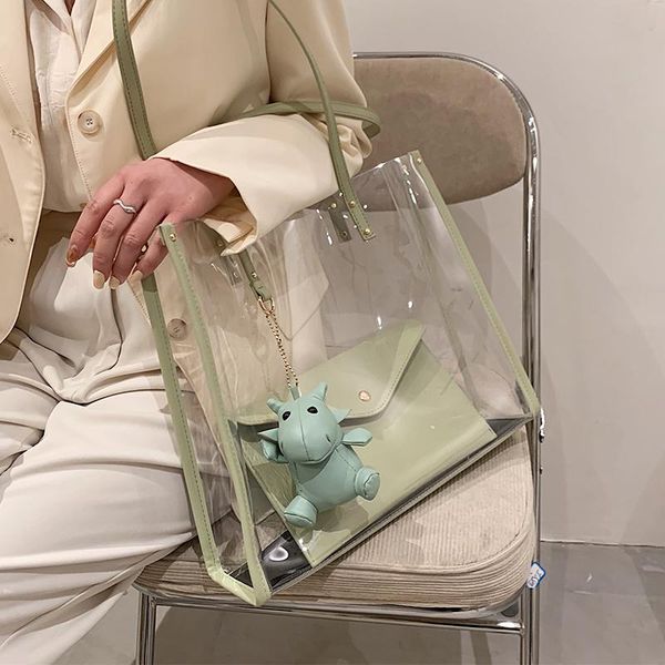 evening bags 2 pcs 2021 green summer luxury handbag women transparent clear pvc jelly large capacity shoulder bag female tote 
evening bags 2 pcs 2021 green summer luxury handbag women transparent clear pvc jelly large capacity shoulder bag female tote