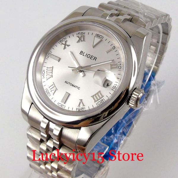 wristwatches business bliger 36mmm polished bezel men watch roman numbers date magnifier jubilee bracelet 21 jewels miyota 8215, Slivery;brown
wristwatches business bliger 36mmm polished bezel men watch roman numbers date magnifier jubilee bracelet 21 jewels miyota 8215, Slivery;brown