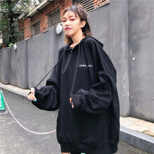 women's hoodies & sweatshirts of autumn clothing korean style trendy hooded letter printing, Black
women's hoodies & sweatshirts of autumn clothing korean style trendy hooded letter printing, Black