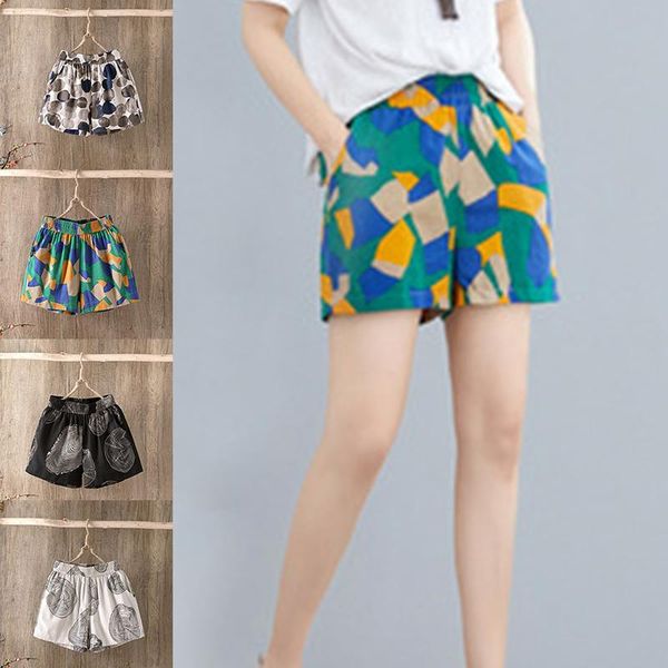 women's shorts women summer casual cotton linen printed wide leg elastic high waist vintage loose regular female short, White;black
women's shorts women summer casual cotton linen printed wide leg elastic high waist vintage loose regular female short, White;black