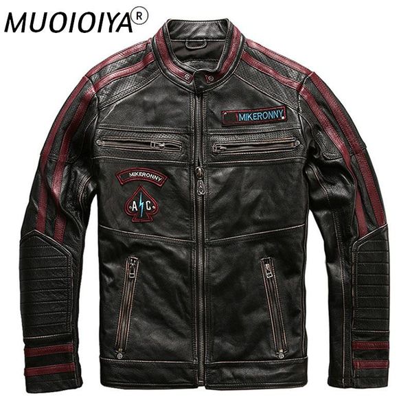 men's leather & faux men's genuine leatherjacket distressed multiple zippers cowhide coat skull embroidery jacket male, Black
men's leather & faux men's genuine leatherjacket distressed multiple zippers cowhide coat skull embroidery jacket male, Black