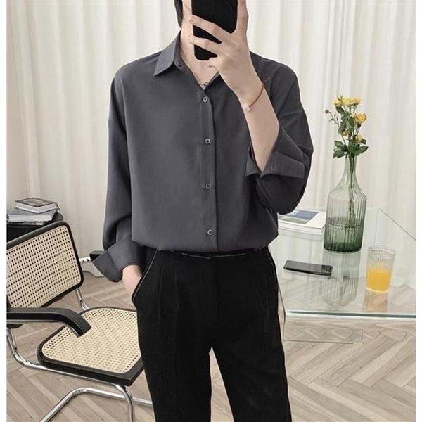 dark gray shirt men's korean long-sleeved trend autumn new loose casual handsome chiffon square collar shirt, White;black
dark gray shirt men's korean long-sleeved trend autumn new loose casual handsome chiffon square collar shirt, White;black
