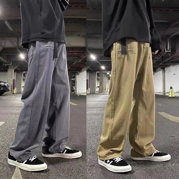 men's pants autumn winter loose straight wide leg man solid color casual floor length streetwear, Black
men's pants autumn winter loose straight wide leg man solid color casual floor length streetwear, Black