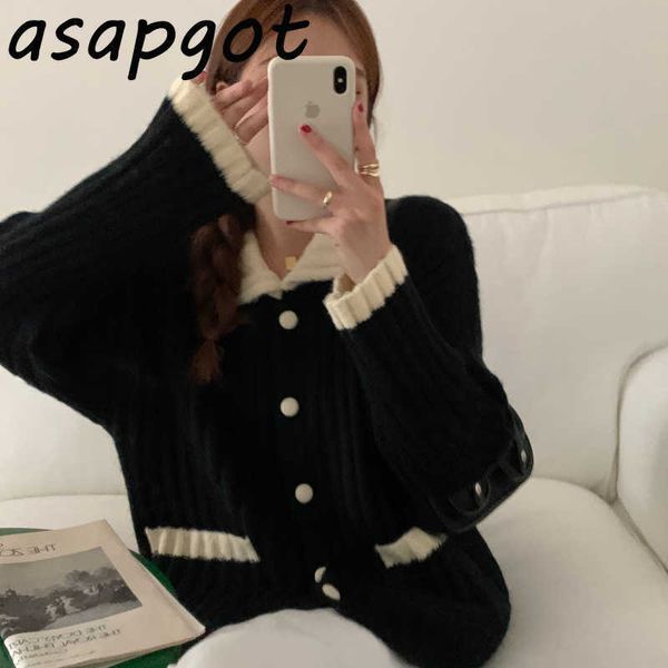 sweater autumn loose black contrast turn down collar knitted cardigan jacket japan style student outfits couple girlfriend men 210610, White
sweater autumn loose black contrast turn down collar knitted cardigan jacket japan style student outfits couple girlfriend men 210610, White