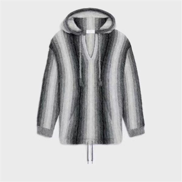 women's sweaters fall/winter 2021 gradient striped knit hooded pullover sweater big brand same style mohair fashionwarm knittedjacket, White;black
women's sweaters fall/winter 2021 gradient striped knit hooded pullover sweater big brand same style mohair fashionwarm knittedjacket, White;black