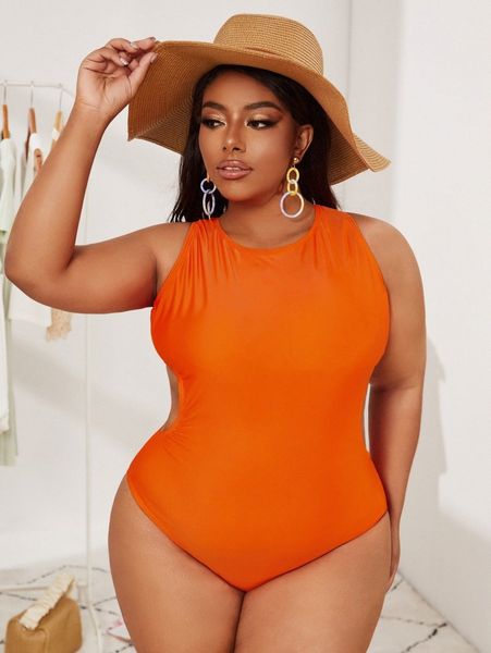 plus solid cut-out one piece swimsuit 80lt#, Black
plus solid cut-out one piece swimsuit 80lt#, Black