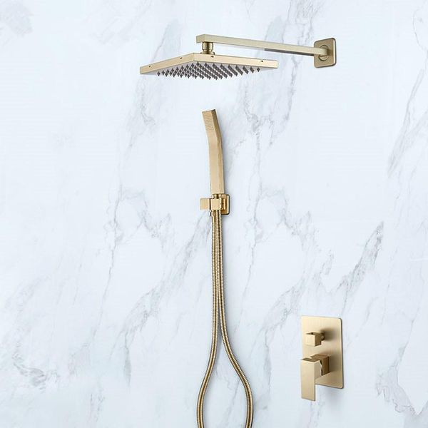 bathroom shower faucet set brushed gold in wall rainfall shower faucet ceiling wall mounted mixer 10" head
bathroom shower faucet set brushed gold in wall rainfall shower faucet ceiling wall mounted mixer 10" head