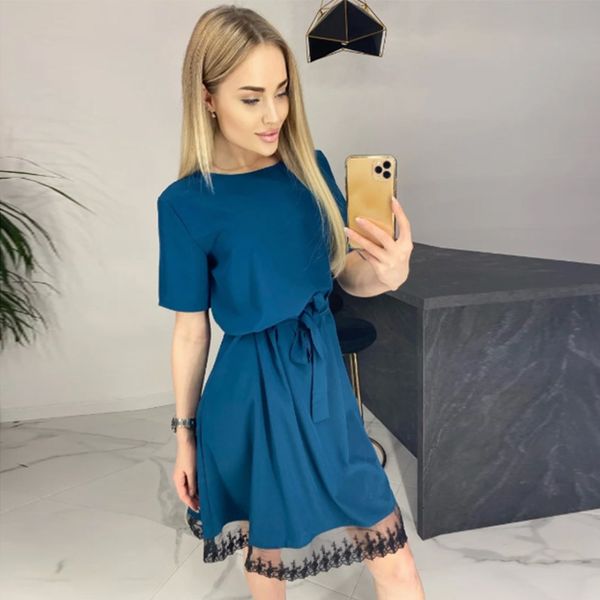 2021 new loose comfort a-line large women o-neck waistband solid lace mini home es summer temperament casual style vestidos 705r, Black;gray
2021 new loose comfort a-line large women o-neck waistband solid lace mini home es summer temperament casual style vestidos 705r, Black;gray