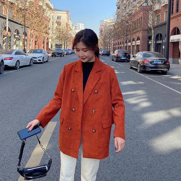 fashion commute solid colors blazers women mid length double breasted suit 2021 spring autumn new fashion vintage blazer indie, White;black
fashion commute solid colors blazers women mid length double breasted suit 2021 spring autumn new fashion vintage blazer indie, White;black