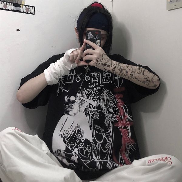 woman tshirts harajuku street dark spoof cartoon print loose short-sleeved ladies t-shirt clothing vetement femme, Black;green
woman tshirts harajuku street dark spoof cartoon print loose short-sleeved ladies t-shirt clothing vetement femme, Black;green