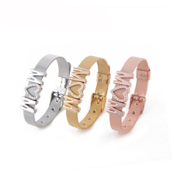 charm bracelets arrival stainless steel mesh bangles crystal love mom heart slide charms for mothers day gifts, Golden;silver
charm bracelets arrival stainless steel mesh bangles crystal love mom heart slide charms for mothers day gifts, Golden;silver
