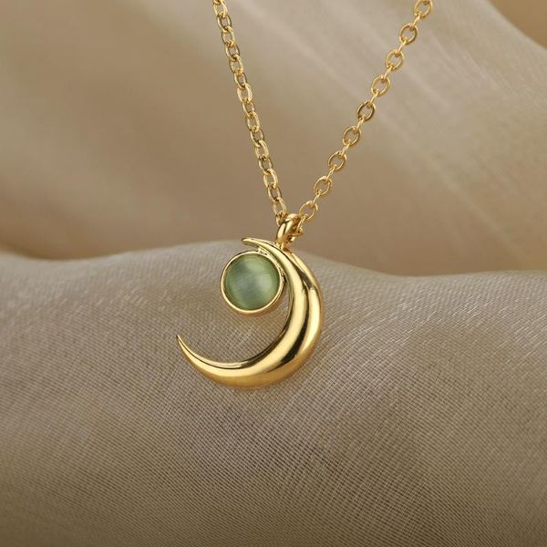 pendant necklaces moon necklace zircon for women stainless steel gold chain charm fashion jewelry collares collier femme, Silver
pendant necklaces moon necklace zircon for women stainless steel gold chain charm fashion jewelry collares collier femme, Silver