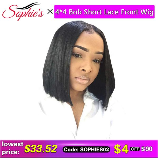 14inch 4*4 lace closure short bob human hair wigs pre-plucked brazilian straight human hair wigs 180% density remy wig, Black
14inch 4*4 lace closure short bob human hair wigs pre-plucked brazilian straight human hair wigs 180% density remy wig, Black