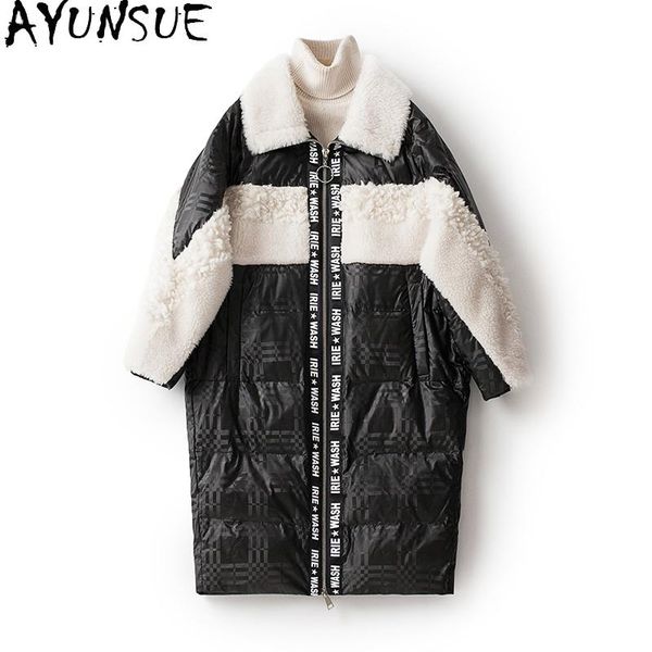 women's fur & faux ayunsue real coat female sheep shearling white duck down jacket women winter clothes 2021 long woman parkas wz8913, Black
women's fur & faux ayunsue real coat female sheep shearling white duck down jacket women winter clothes 2021 long woman parkas wz8913, Black