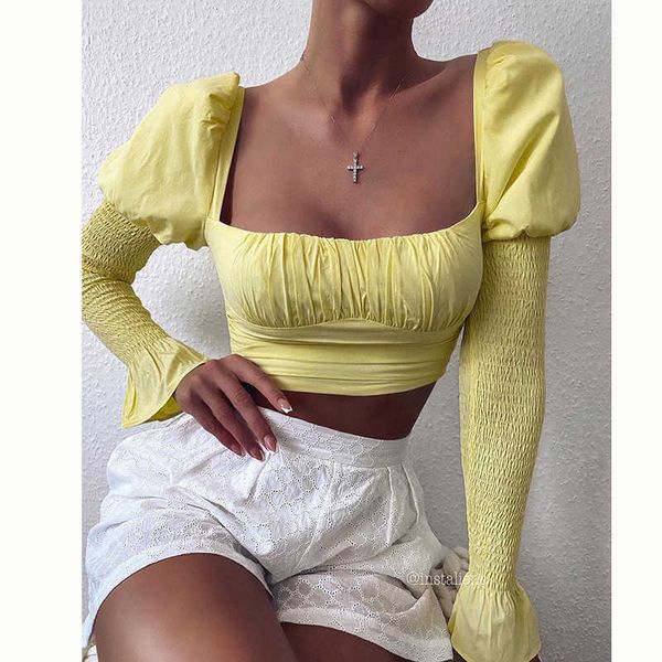 colysmo cropped blouse women autumn solid color vintage square collar long flared sleeves pleated wrinkled blusas mint 210527, White
colysmo cropped blouse women autumn solid color vintage square collar long flared sleeves pleated wrinkled blusas mint 210527, White