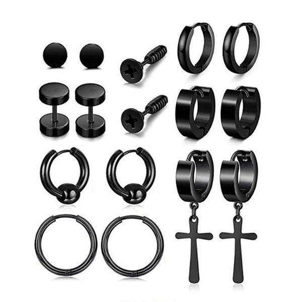 hoop & huggie 8 pair/set fashion stainless steel earring set cross dumbbell screw pendant ear jewelry trend wild men women earrings gifts, Golden;silver
hoop & huggie 8 pair/set fashion stainless steel earring set cross dumbbell screw pendant ear jewelry trend wild men women earrings gifts, Golden;silver