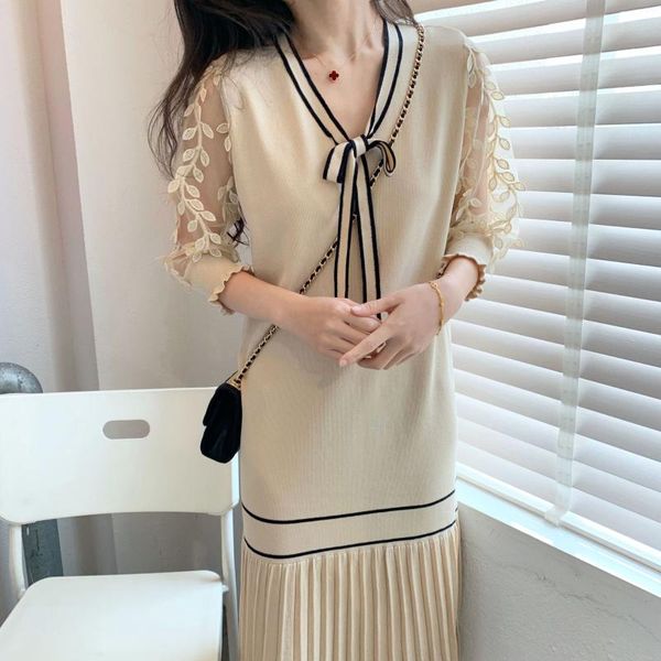 casual dresses spring/summer 2021 chic gentle wind ribbon bows white gauze dress embroidery 5 minutes of sleeve pleated, Black;gray
casual dresses spring/summer 2021 chic gentle wind ribbon bows white gauze dress embroidery 5 minutes of sleeve pleated, Black;gray