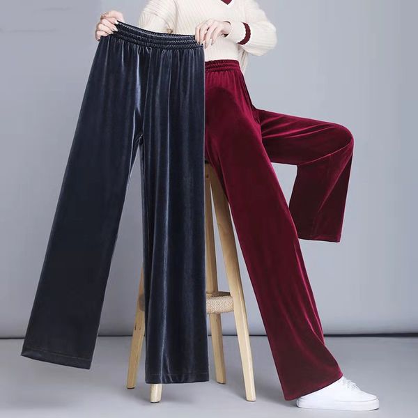spring/autumn womens wide leg pants soft pleuche fabric full length elastic hight waist loose oversized straight fashion pants, Black;white
spring/autumn womens wide leg pants soft pleuche fabric full length elastic hight waist loose oversized straight fashion pants, Black;white