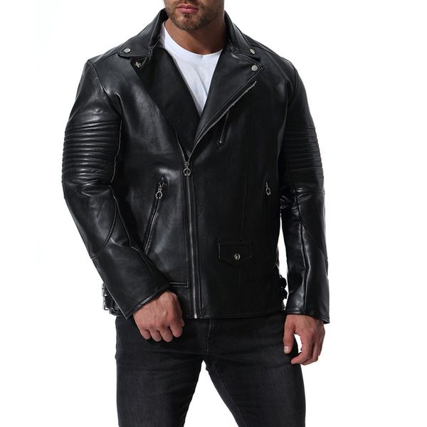 black spring and autumn european and sportsman motorcycle leather jacket, high-quality stand-up collar, comfortable, windproof and fashion
black spring and autumn european and sportsman motorcycle leather jacket, high-quality stand-up collar, comfortable, windproof and fashion