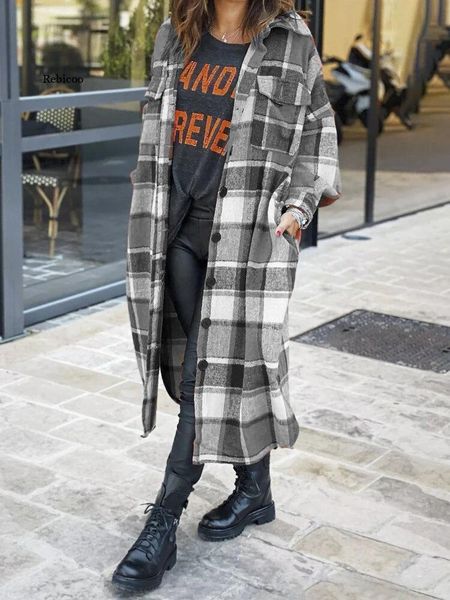 women's jackets female overcoat autumn long shirts plaid turn-down collar sleeve woolen coat for women, Black;brown
women's jackets female overcoat autumn long shirts plaid turn-down collar sleeve woolen coat for women, Black;brown