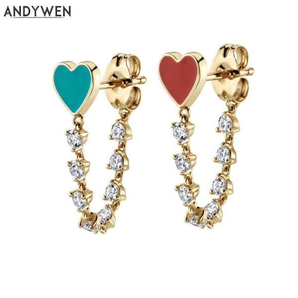 stud andywen 925 sterling silver enamel heart earring chain women jewelry red gold 2021 statement crystal cz, Golden;silver
stud andywen 925 sterling silver enamel heart earring chain women jewelry red gold 2021 statement crystal cz, Golden;silver