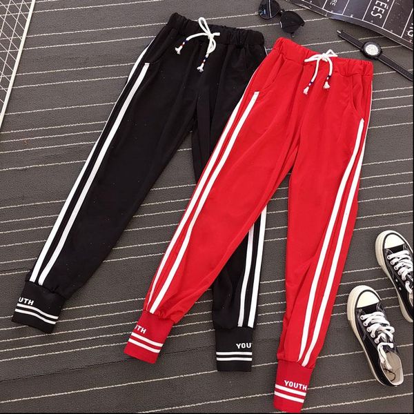 women jogger pants 2021 new spring and autumn letter stripe female ankle length pants student teenager girls black red n45, Black;white
women jogger pants 2021 new spring and autumn letter stripe female ankle length pants student teenager girls black red n45, Black;white