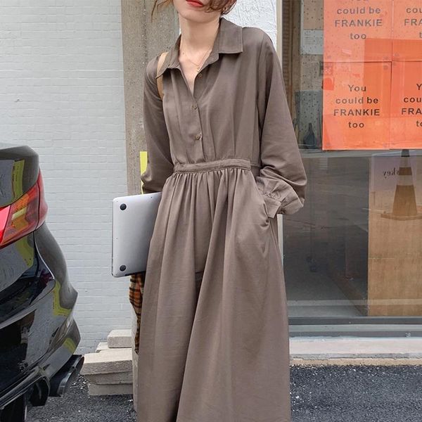 casual dresses simple drawstring slim waist dress women korean style chic turn down collar vintage elegant robe femme autumn 2021 vestidos, Black;gray
casual dresses simple drawstring slim waist dress women korean style chic turn down collar vintage elegant robe femme autumn 2021 vestidos, Black;gray