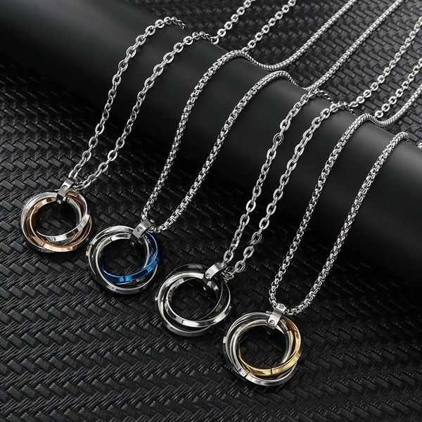 pendant necklaces fashion geometry 3-color circle necklace stainless steel blue black rose gold couple men's party jewelry gift, Silver
pendant necklaces fashion geometry 3-color circle necklace stainless steel blue black rose gold couple men's party jewelry gift, Silver